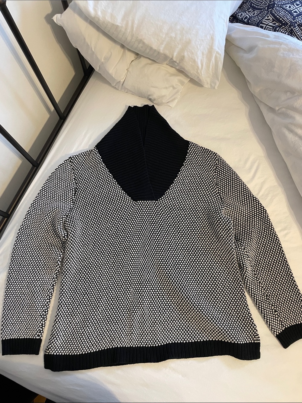 Charter Club Black and White Cowl Neck Sweater